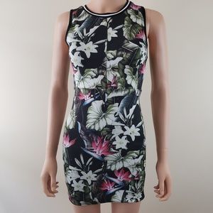 Topshop Bodycon Tropical Print Mini Dress Size 2